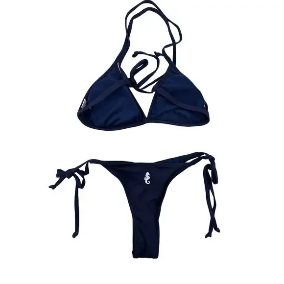 Sunny & Co - Triangle Bikini Top & Bottoms in Navy Blue